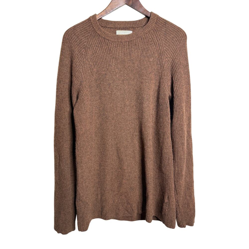 Everlane 100% Cashmere Rib Round Crew Sweater Womans M Brown Relaxed